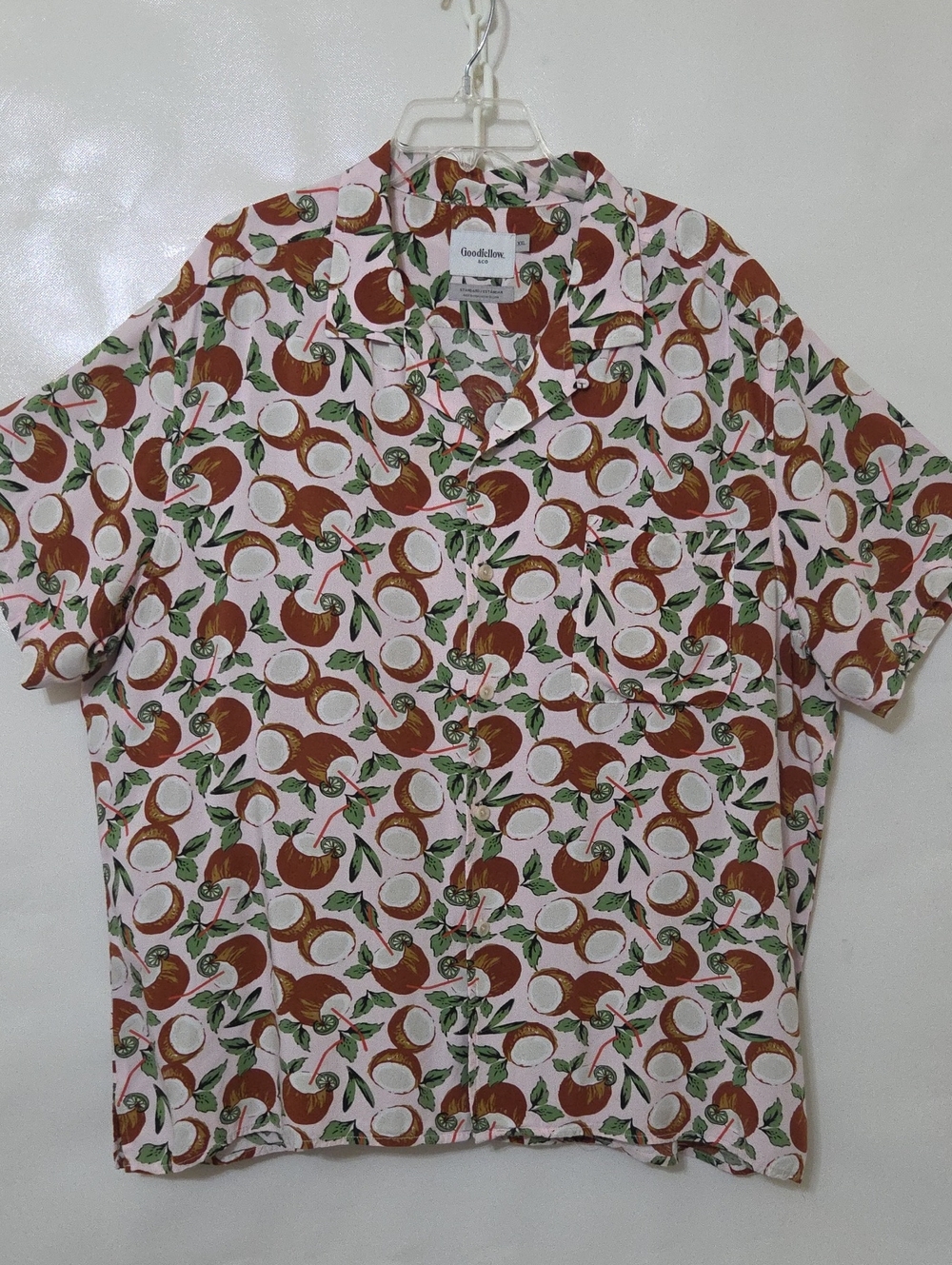 Goodfellow & Co Men's Coconut Pattern Short-Sleeve Button-Up Shirt - Size XXL